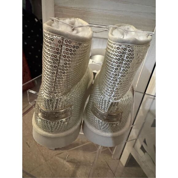 Juicy Couture platino o’clock tan gold sequin bling ugg boots 8.5 nwt - Picture 2 of 7
